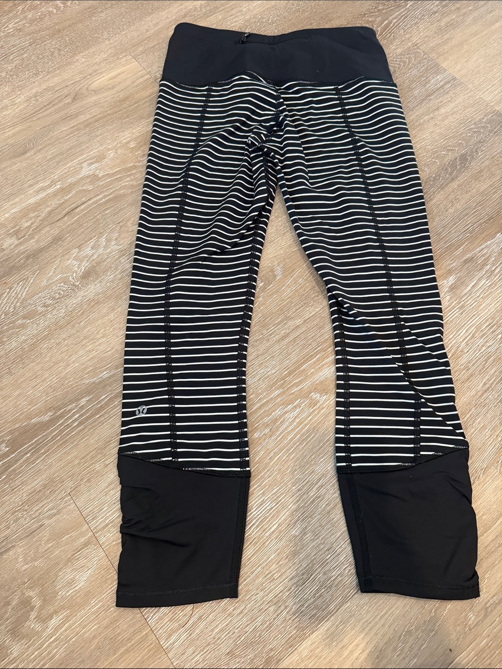 Lululemon Black & White Striped Athletic Leggings